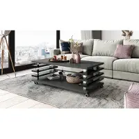 Designimpex Design Carl Svensson Couchtisch DC-3 Wohnzimmertisch Tisch Rollen