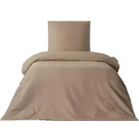 Leonado vicenti Bettwäsche 200x200 cm Baumwolle Set Renforce Taupe Kariert weich Kissenbezug 80x80 cm mit Reißverschluss alle Jahreszeiten