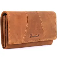 Benthill Portemonnaie Damen Leder - Hochwertige weiche Vintage EchtLeder Damen Geldbörse mit RFID Schutz - Grosse Damenbörse lang - Frauen Portmonee inkl. Geschenkbox