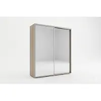 BM-Möbel A1 Schlafzimmerschrank mit 2 Schiebetüren, Spiegel - Sonoma - 125 x 62 x 245 cm