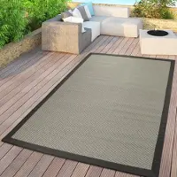 TT Home Flachgewebter In- & Outdoor Teppich Einfarbig Uni Natürlicher Look Grau Modern Größe 120x170 cm