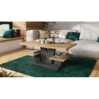 Mazzoni Design Couchtisch Viva Wohnzimmertisch mit Ablage, Eiche Artisan - Anthrazit matt
