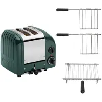 Dualit Toaster Paket 3, 2er Toaster mit Brötchenaufsatz und zwei Sandwichzangen Evergreen
