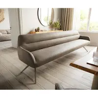 DELIFE Esszimmerbank Taya-Flex 300 cm Mikrofaser Taupe Vintage Kreuzgestell kantig Effektfinish Titan Taschenfederkern
