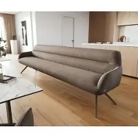 DELIFE Esszimmerbank Taya-Flex 300 cm Strukturstoff Soft Taupe Kreuzgestell kantig Effektfinish Titan Taschenfederkern