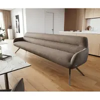 DELIFE Esszimmerbank Taya-Flex 300 cm Strukturstoff Soft Taupe Kreuzgestell kantig Graphit Taschenfederkern