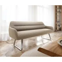 DELIFE Esszimmerbank Taya-Flex 200 cm Bouclé Schlamm Kufengestell flach Edelstahl Taschenfederkern