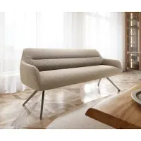 DELIFE Esszimmerbank Taya-Flex 200 cm Bouclé Schlamm Kreuzgestell kantig Effektfinish Titan Taschenfederkern