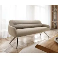 DELIFE Esszimmerbank Taya-Flex 200 cm Bouclé Schlamm Kreuzgestell kantig Graphit Taschenfederkern