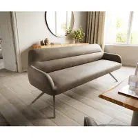 DELIFE Esszimmerbank Taya-Flex 200 cm Mikrofaser Taupe Vintage Kreuzgestell kantig Effektfinish Titan Taschenfederkern