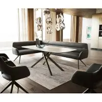 DELIFE Esszimmerbank Taya-Flex 285x190 cm Mikrofaser Anthrazit Vintage Kreuzgestell kantig Effektfinish Titan Taschenfederkern Links