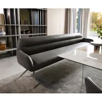 DELIFE Esszimmerbank Taya-Flex 300 cm Mikrofaser Anthrazit Vintage Kreuzgestell kantig Effektfinish Titan Taschenfederkern