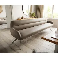 DELIFE Esszimmerbank Taya-Flex 300 cm Mikrofaser Taupe Vintage Kreuzgestell kantig Graphit Taschenfederkern