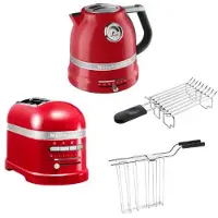 KitchenAid Artisan Frühstücksset inkl. Wasserkocher 5KEK1522, 2 Scheiben Toaster 5KMT2204 und Brötchenaufsatz Empire Rot