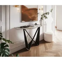 DELIFE Konsolentisch Edge Polygonal 140x50 cm Keramik Patagonia Poliert Spios Metall Schwarz
