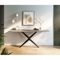 DELIFE Konsolentisch Edge Boot 180x40 cm Keramik Beton Grau Estelo Metall Schwarz