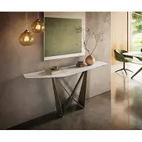 DELIFE Konsolentisch Edge Polygonal 180x50 cm Keramik Onyx Pearl Spios Metall Effektfinish Titan