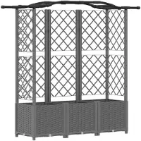 vidaXL Hochbeet mit Rankgitter und Dach Hellgrau 163 x 40 x 138 cm PP