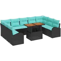vidaXL Garten-Sofa-Set mit Speicher 10 pcs Schwarz Poly Rattan