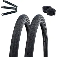 Bike-parts 2 x Schwalbe Road Cruiser K-Guard mit Reflex in Schwarz 42-622 (28.0 x 1.6) + 2 x Schwalbe Schläuche DV17 inkl. maxxi4you Reifenheber