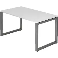 Bümö Schreibtisch Serie-R - Nachbildung: Weiß, Gestell: Graphit, Größe: 140 x 80 cm