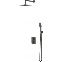 Omnires Slide Unterputz-Thermostat-Duschset mit graphitfarbenem Regenduschkopf