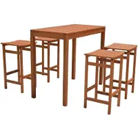 Garden Pleasure Bar-Set PALMDALE, 5-tlg. 1 xTisch 985153, 4 x Hocker 985154 aus Holz - Stehtisch-Charakter