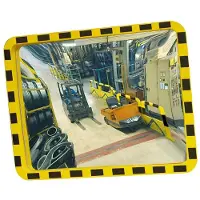 Moravia Industriespiegel aus Acryl 600 x 800 mm Rahmen schwarz/gelb + Schelle