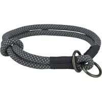 Trixie Halsband Hond Soft Rope Halfslip Zwart / Grijs - 25X0,6 Cm