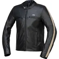IXS Stripe Schwarz Beige Motorrad Lederjacke Größe 62