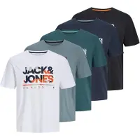 Jack & Jones JACK&JONES Herren T-Shirt, 5er Pack - JJLUKE TEE 5PK, Kurzarm, Rundhals, Baumwolle