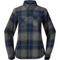 Bergans Hemd Damen Nordmarka Flanellhemd Green Mud/Navy Blue Check-L
