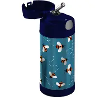 Thermos Isolier-Trinkflasche FUNTAINER Straw Bottle, Bienen 0,35 L, doppelwandiger Edelstahl, Verschluss aus