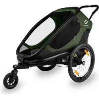 Hamax Outback One Fahrradanhänger inkl. Jogger Kit, Farbe:Grün / Schwarz