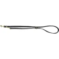 Trixie Pure adjustable lead, leather, M–L: 2 m/20 mm, black