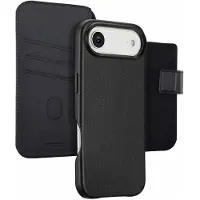 Accezz Apple iPhone Air Hülle - Echtes Leder - - 2 in 1 Case/Klapphülle - Schwarz