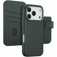 Accezz Apple iPhone 17 Pro Hülle - Echtes Leder - - 2 in 1 Case/Klapphülle - Dunkelgrün