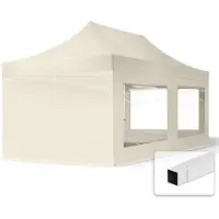 TOOLPORT 3x6m Stahl Faltpavillon, inkl. 4 Seitenteile, creme