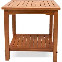 Spetebo Eukalyptus Beistelltisch geölt - 50 cm - Holz Gartentisch mit 2 Ablagen