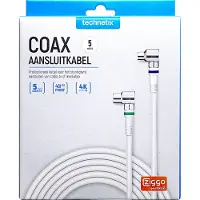 Technetix Tn-Rla 21-5-S Koaxialkabel Stecker - Buchse Haaks 90° 5 M Wit/Zilver