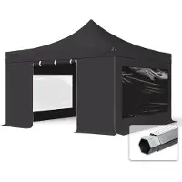 TOOLPORT 4x4m Aluminium Faltpavillon, inkl. 4 Seitenteile, schwarz
