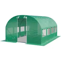 TOOLPORT Foliengewächshaus Gewächshaus 3x4m stabil & langlebig mit Fenster - reißfeste PE Plane 180g/m² grün transparent