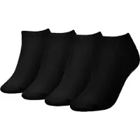 Tommy Hilfiger Sneakersocken "TH WOMEN 4P SNEAKER ECOM", Damen, Gr. 39-42, schwarz, Baumwollmischung, normal, Socken Sneakersocken, mit Logostickerei