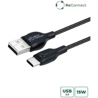 Microconnect ECO-USB3.1CCHAR2B, 2 m, USB A, USB C, USB 2.0, Schwarz