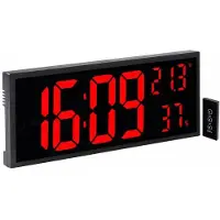 MagneticLand LED-Wand- & Tischuhr, Jumbo-Uhrzeit, Fernbedienung, Hygro-/Thermometer