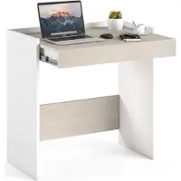 Dmora Schreibtisch Dbeltrá, Moderner Schreibtisch mit Schublade, Studier - oder Bürotisch für PC - Buchhalter, 100% Italy, 80x40h79 cm, Weiß und Eiche