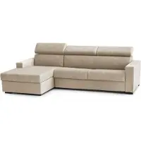 Talamo Italia Schlafsofa Daatou, Ecksofa, 100% Italy, Sofa mit Drehöffnung, mit linker Behälterhalbinsel, mit schmalen Armlehnen, Cm 260x95h85, Beige