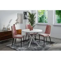 WFL GROUP Runder Ausziehbarer Esstisch in Weißer Marmoroptik für 6-8 Personen - Loft Style Tisch mit Weißen Metallbeinen - 120 bis 200 cm - Industrieller Tisch für Wohnzimmer - Spacesaver - Marmor Weiß - 120 cm