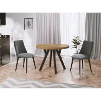 WFL GROUP Designer Runder Ausziehbarer Esstisch - Loft-Stil, Industriell, Platzsparend - Schwarze Beine - 100 bis 150cm - für 5-8 Personen - Hergestellt in EU - Lancelot Eiche - 150 cm