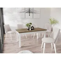 WFL GROUP Moderner Rechteckiger Ausziehbarer Esstisch - Platzsparend - Weiße Holzbeine - 120 bis 160 cm - Hergestellt in EU - 120 x 67 cm - Lefkas Eiche